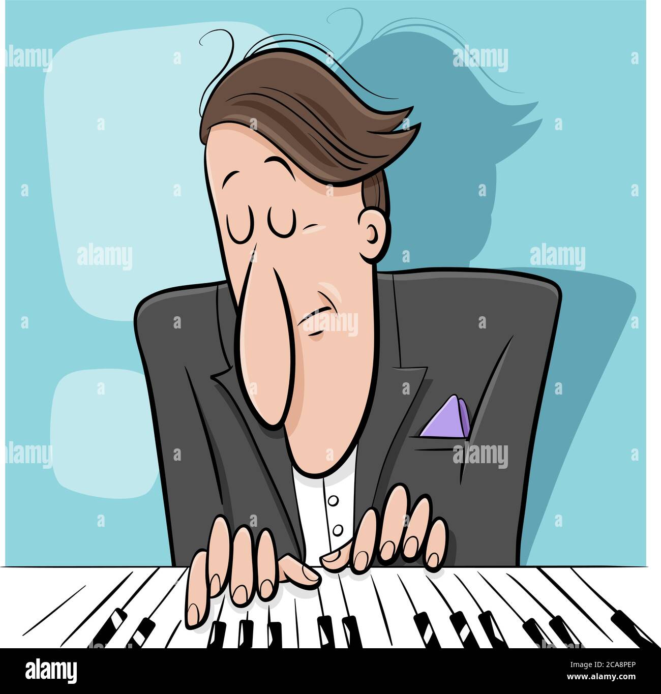 Ilustración de dibujos animados de músico pianista tocando el piano Imagen  Vector de stock - Alamy