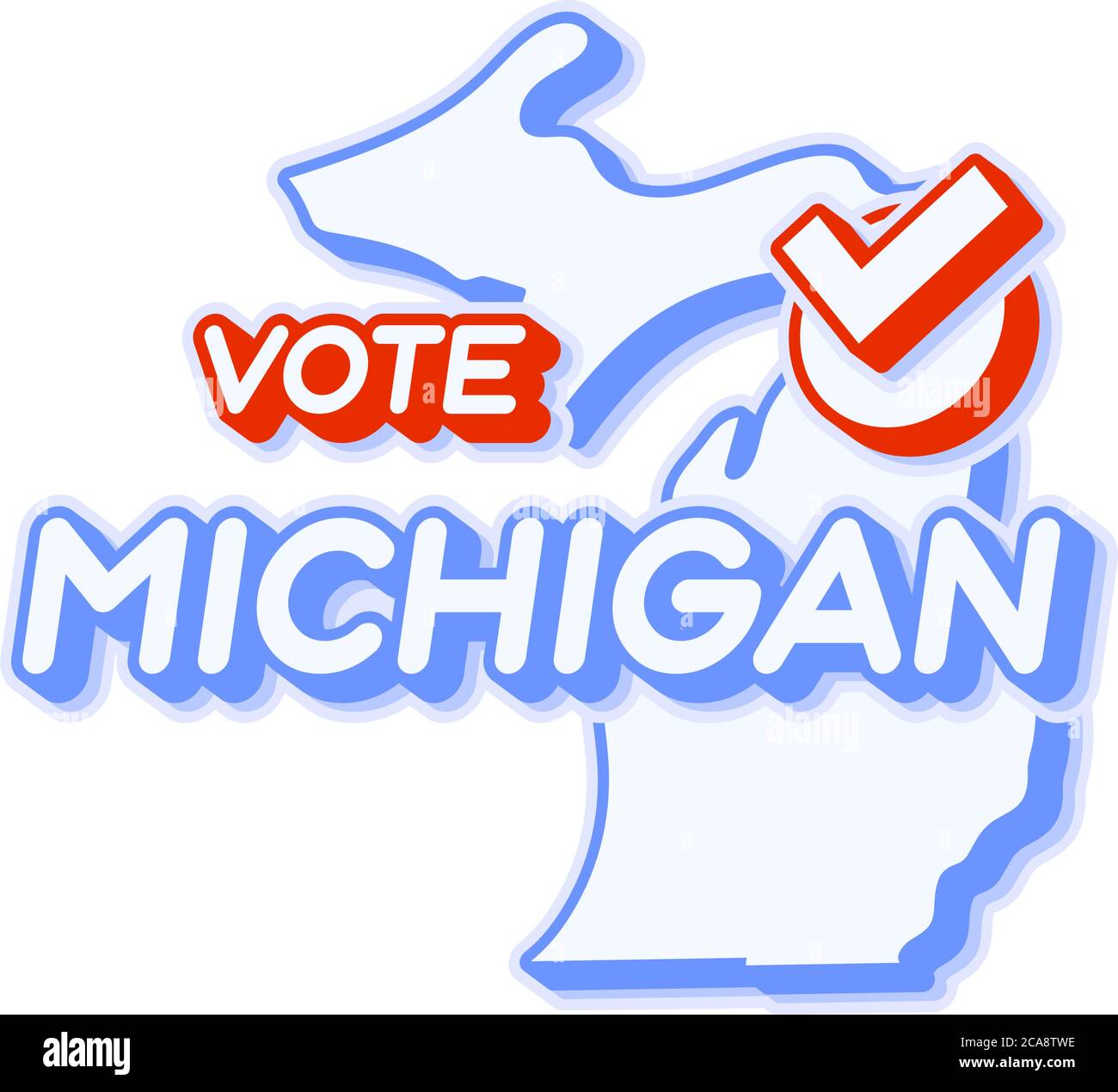Voto presidencial en Michigan USA 2020 ilustración vectorial. Mapa de