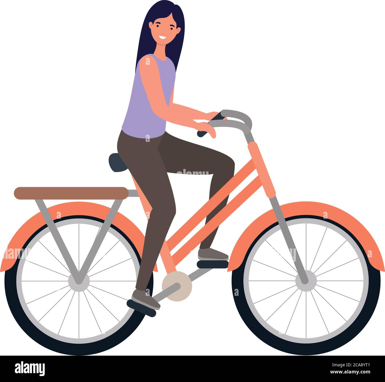 Mujer dibujos animados montar en bicicleta diseño, actividad al aire libre  tema ilustración vectorial Imagen Vector de stock - Alamy