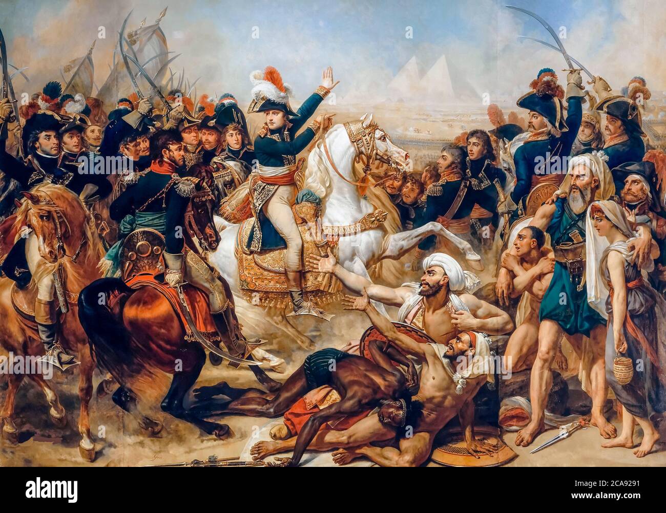 Batalla de las Pirámides, 21 de julio de 1798 (Napoleón Bonaparte, Batalla de Embabeh), pintura de Antoine-Jean Gros, 1810 Foto de stock
