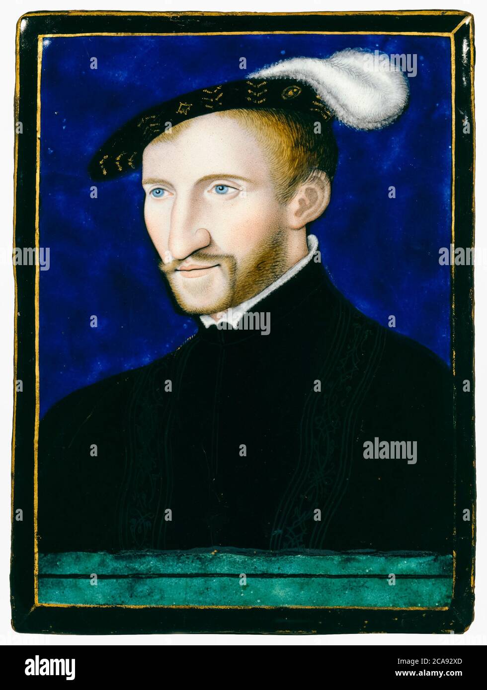 Henri d'Albret (1503-55), Enrique II, Rey de Navarra, miniatura retrato de Léonard Limosin, 1556 Foto de stock