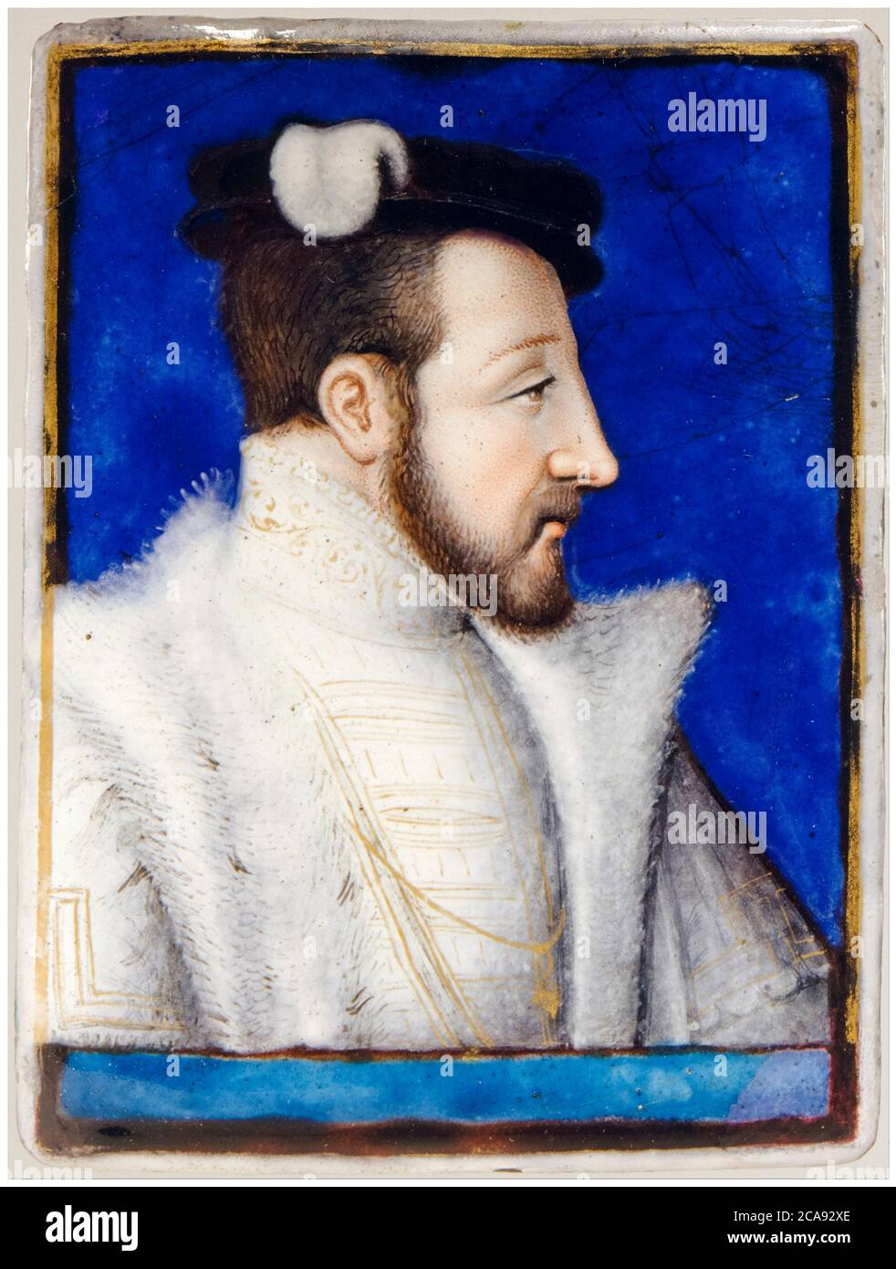 Henri II (1519-1559), rey de Francia, retrato en miniatura por Léonard Limosin, 1555-1560 Foto de stock