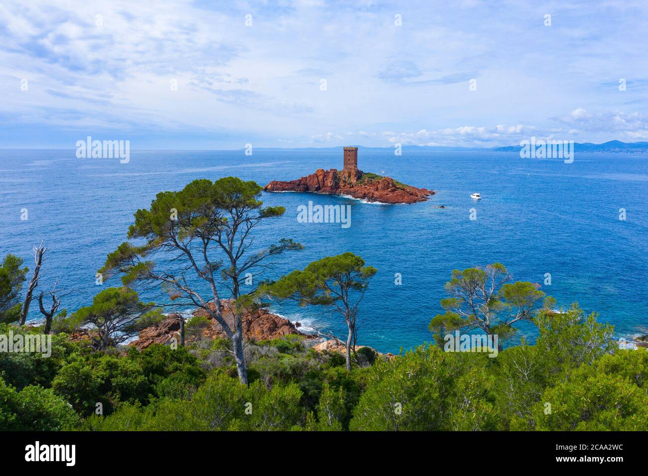 Francia, Costa azul, Var, Vista aérea de Cap Esterel, Foto de stock
