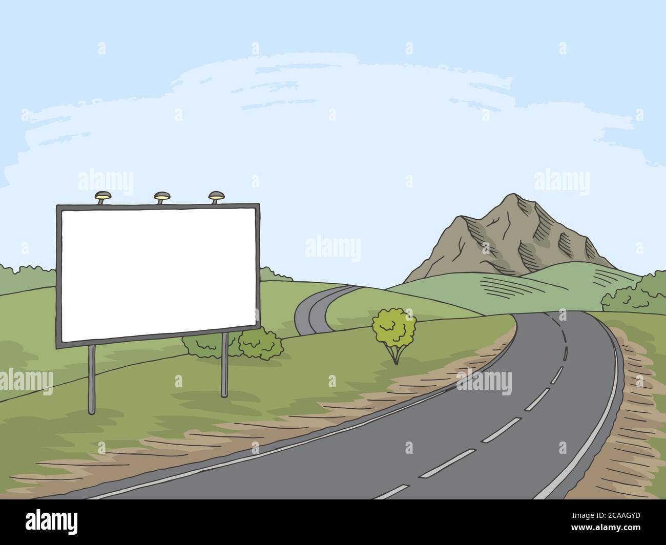 Cartelera de carretera gráfico color paisaje dibujo ilustración vector Ilustración del Vector