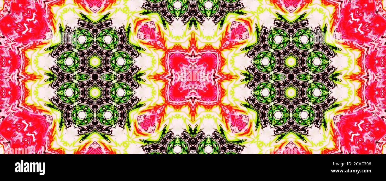 Rosa y amarillo sombreado fondo sin costuras patrón, repetición abstracto caleidoscopio forma fondo simétrico para el diseño gráfico Foto de stock