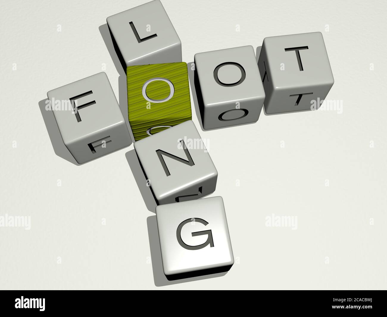 crucigramas de pies de largo dispuestos por letras cúbicas en un suelo