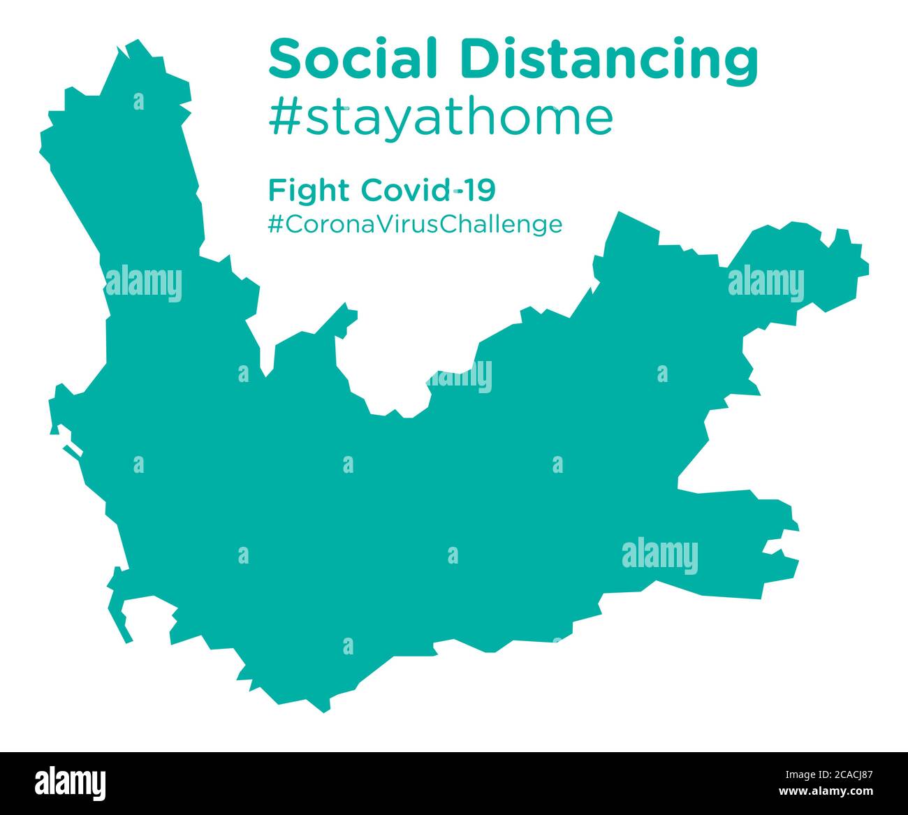 Mapa de África Occidental del Cabo Sur con etiqueta de estayathome de distanciamiento social Ilustración del Vector