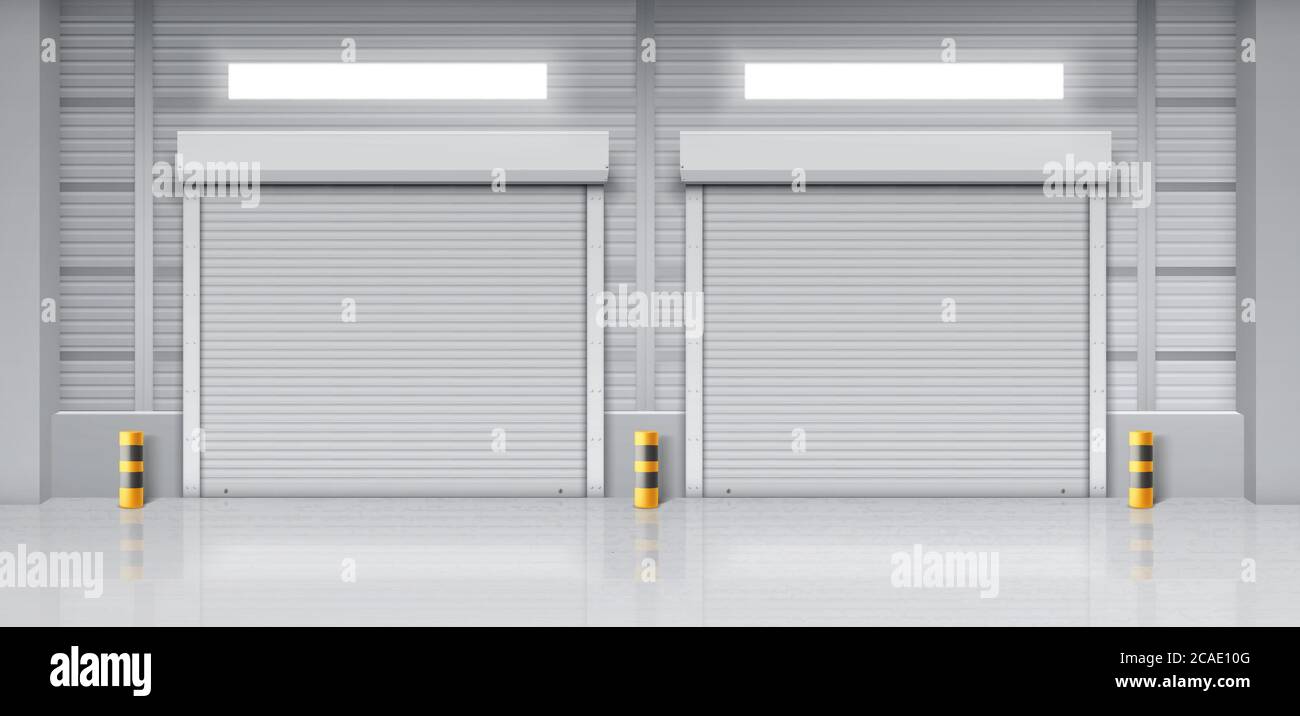 Mecanismo de persiana enrollable en un taller industrial puertas