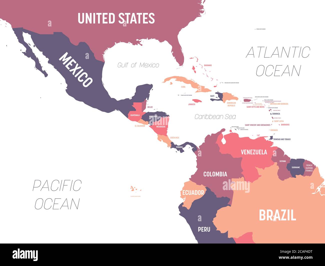 Mapa de América Central. Mapa político de alta detalle de la región de