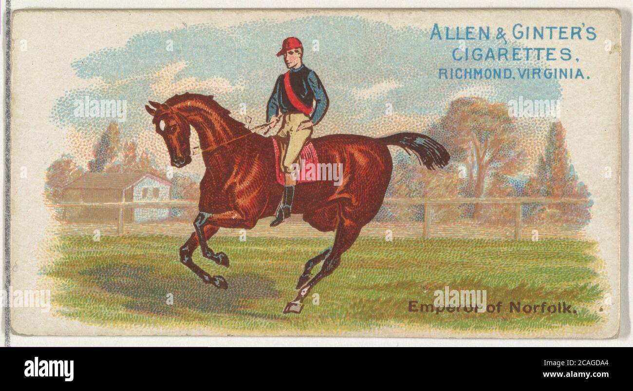 Emperor Norfolk, de la serie World's Racers (N32) para Allen & Ginter Cigarrillos Litografía por Lindner, Eddy & Claus (American, New York) Foto de stock