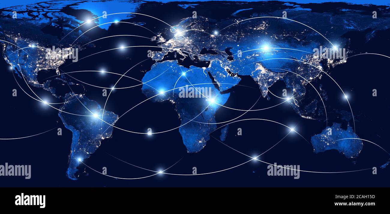 Redes mundiales y comunicación internacional. Mapa mundial como símbolo de  la red mundial. Los elementos de esta imagen son propiedad de la NASA  Fotografía de stock - Alamy