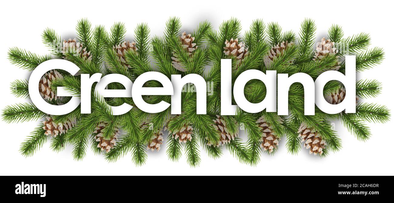 tierra verde en el fondo de navidad - ramas de pino Foto de stock