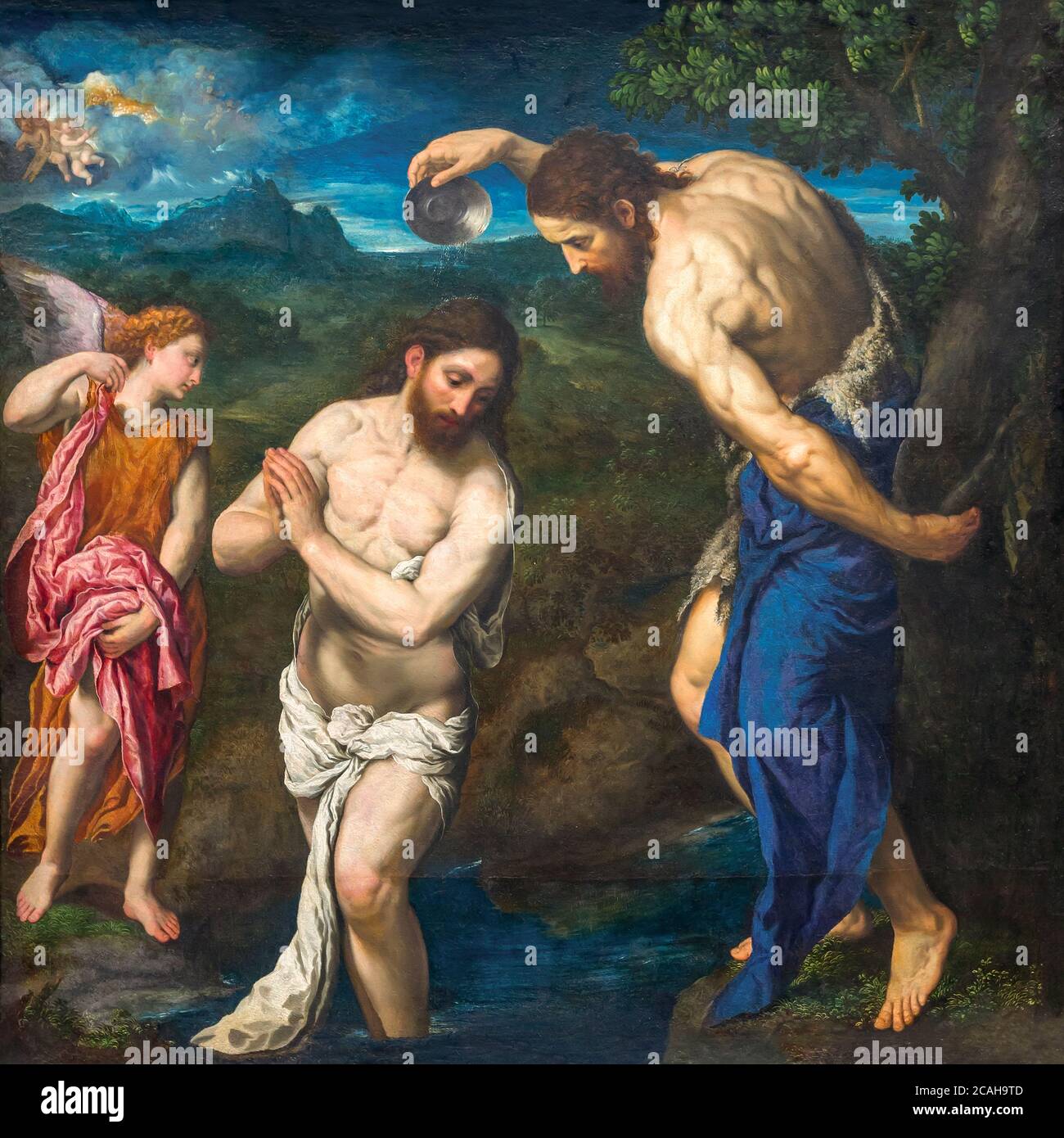 El bautismo de Cristo, Paris Bordone, circa 1535-1540, National Gallery of Art, Washington, DC, Estados Unidos de América, América del Norte Foto de stock