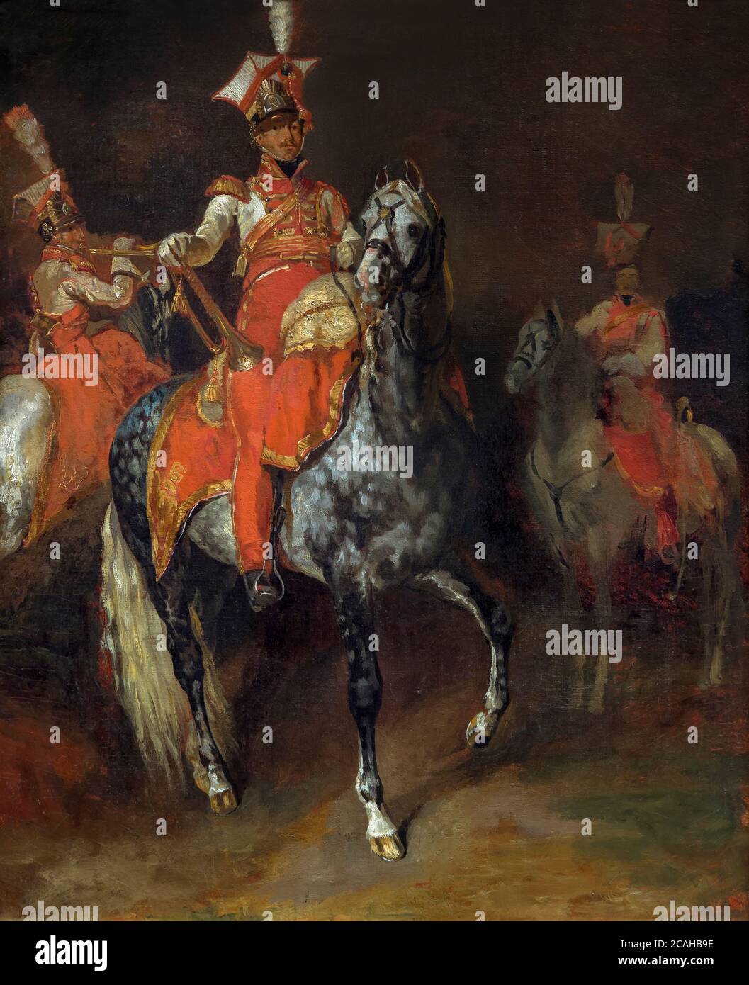 Los trompetistas montados de la Guardia Imperial de Napoleón, Theodore Gericault, 1813-1814, National Gallery of Art, Washington, DC, Estados Unidos de América, América del Norte Foto de stock