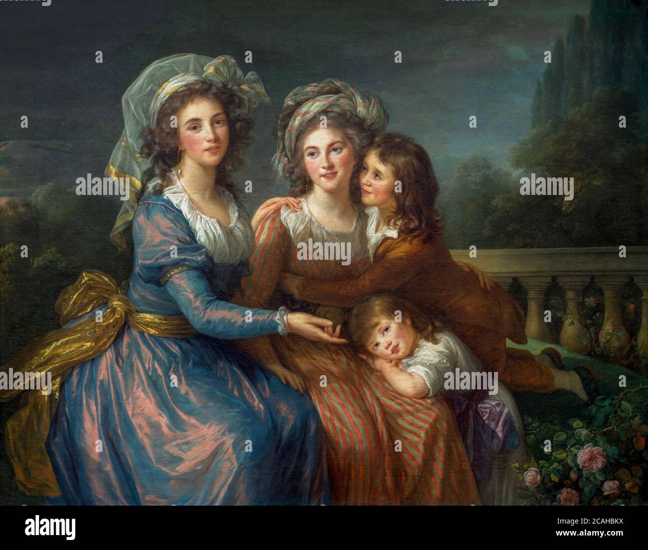 La marquesa de Pezay y la Marquesa de Rouge con sus hijos Alexis y Adrien, Elizabeth Louise Vigee Le Brun, 1787, Galería Nacional de Arte, Washin Foto de stock