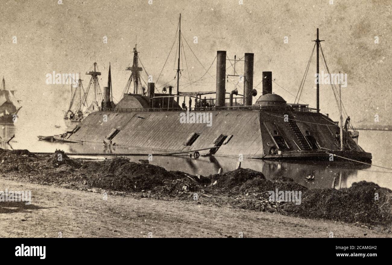 USS Essex ironclad en Baton Rouge, Louisiana - 1862 Foto de stock