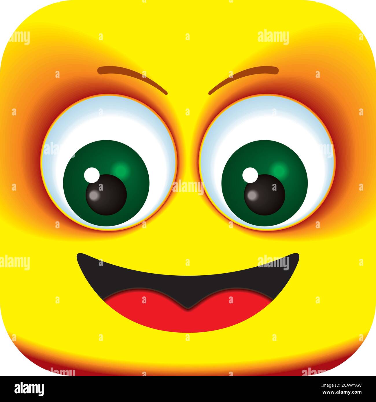 Cara feliz, riendo Cartoon Square Emoticon. Caras de dibujos animados para  su diseño Imagen Vector de stock - Alamy