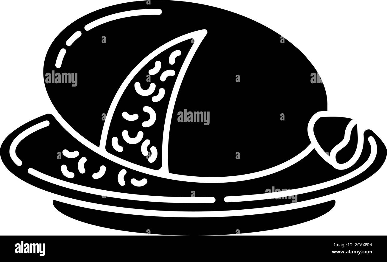 Icono de glifo negro de Haggis. Comida escocesa sabrosa. Receta nacional de pudín. Comida europea. Receta con hígado de oveja y pulmones. Símbolo de silueta activado Ilustración del Vector