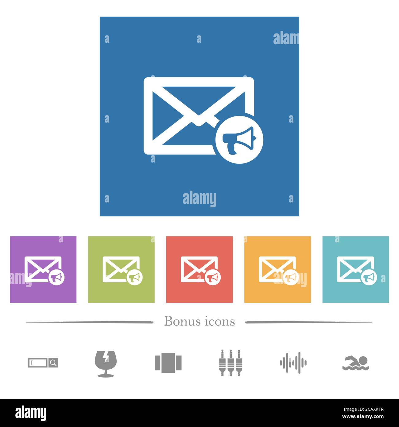 Correo Leyendo En Voz Alta Los Iconos Blancos Planos En Fondos Cuadrados Incluye 6 Iconos De Bonificacion Imagen Vector De Stock Alamy