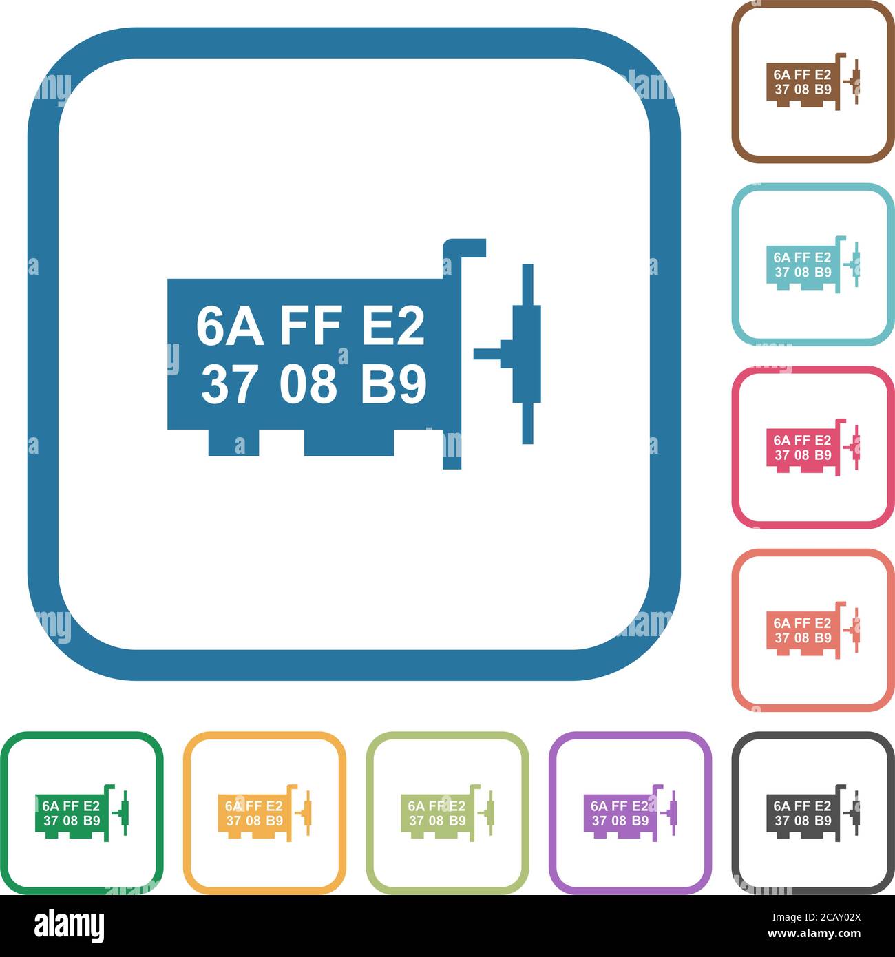 Network mac address iconos sencillos en color redondeados cuadrados
