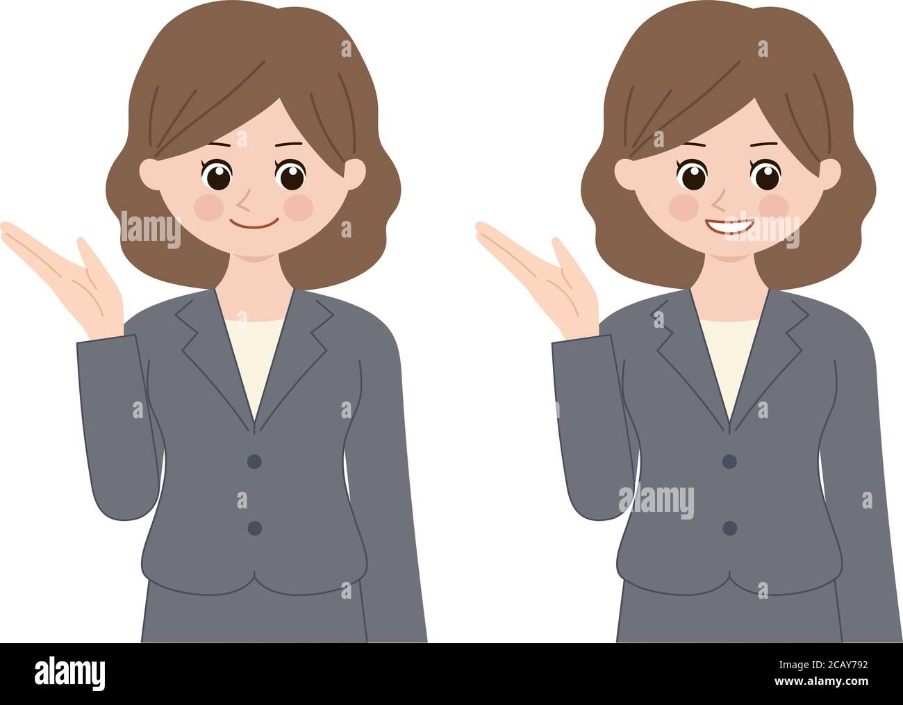 Mujer introduciendo algo en un traje de negocios. Ilustración vectorial aislada sobre fondo blanco. Ilustración del Vector