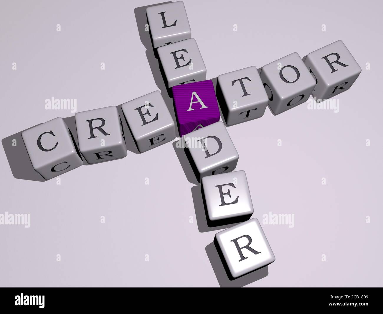 EL LÍDER CREADOR crucigrama con letras cúbicas de dados. Ilustración 3D.  Dibujos animados y artista Fotografía de stock - Alamy
