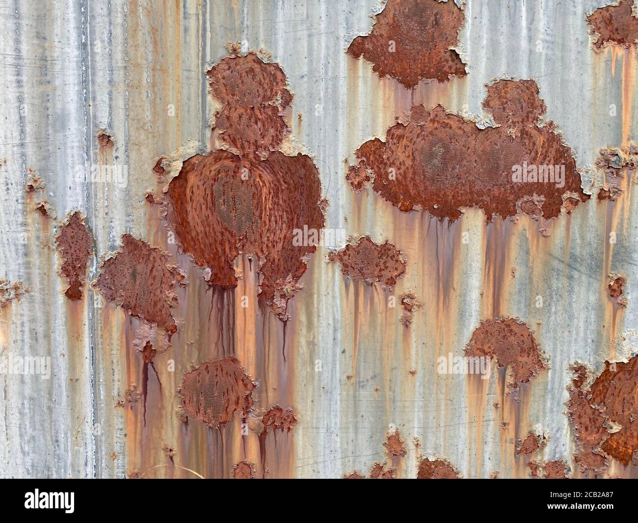 Revestimiento de chapa metálica de aluminio corrugado con incrustaciones de  color oxidado Fotografía de stock - Alamy
