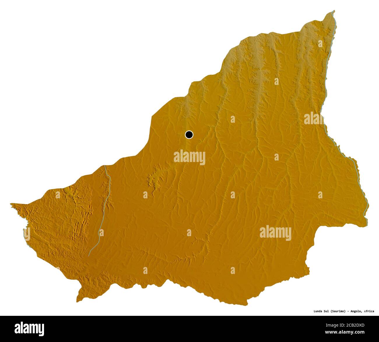 Forma De Lunda Sul Provincia De Angola Con Su Capital Aislada Sobre Fondo Blanco Mapa 0931