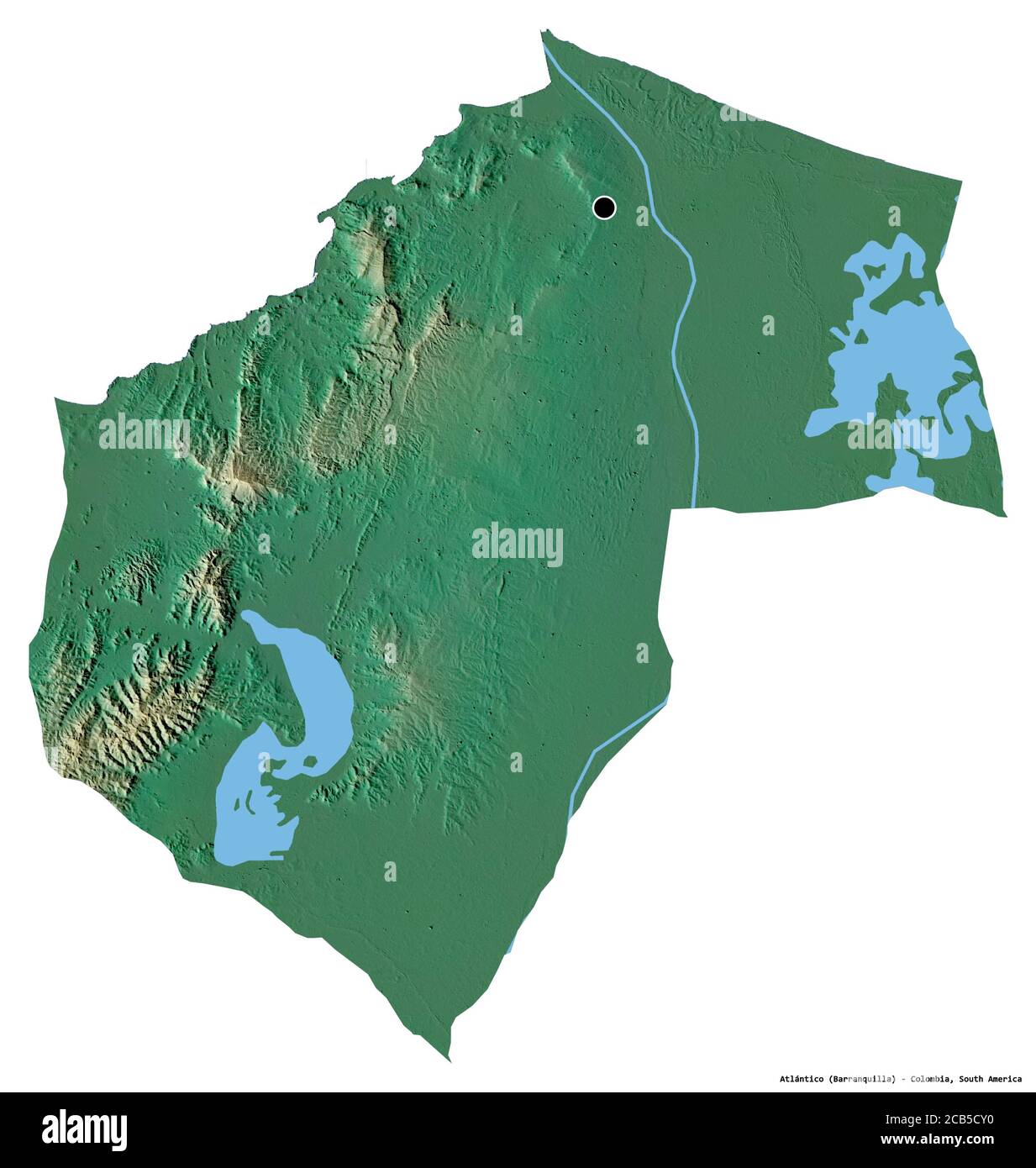 Forma del Atlántico, departamento de Colombia, con su capital aislada