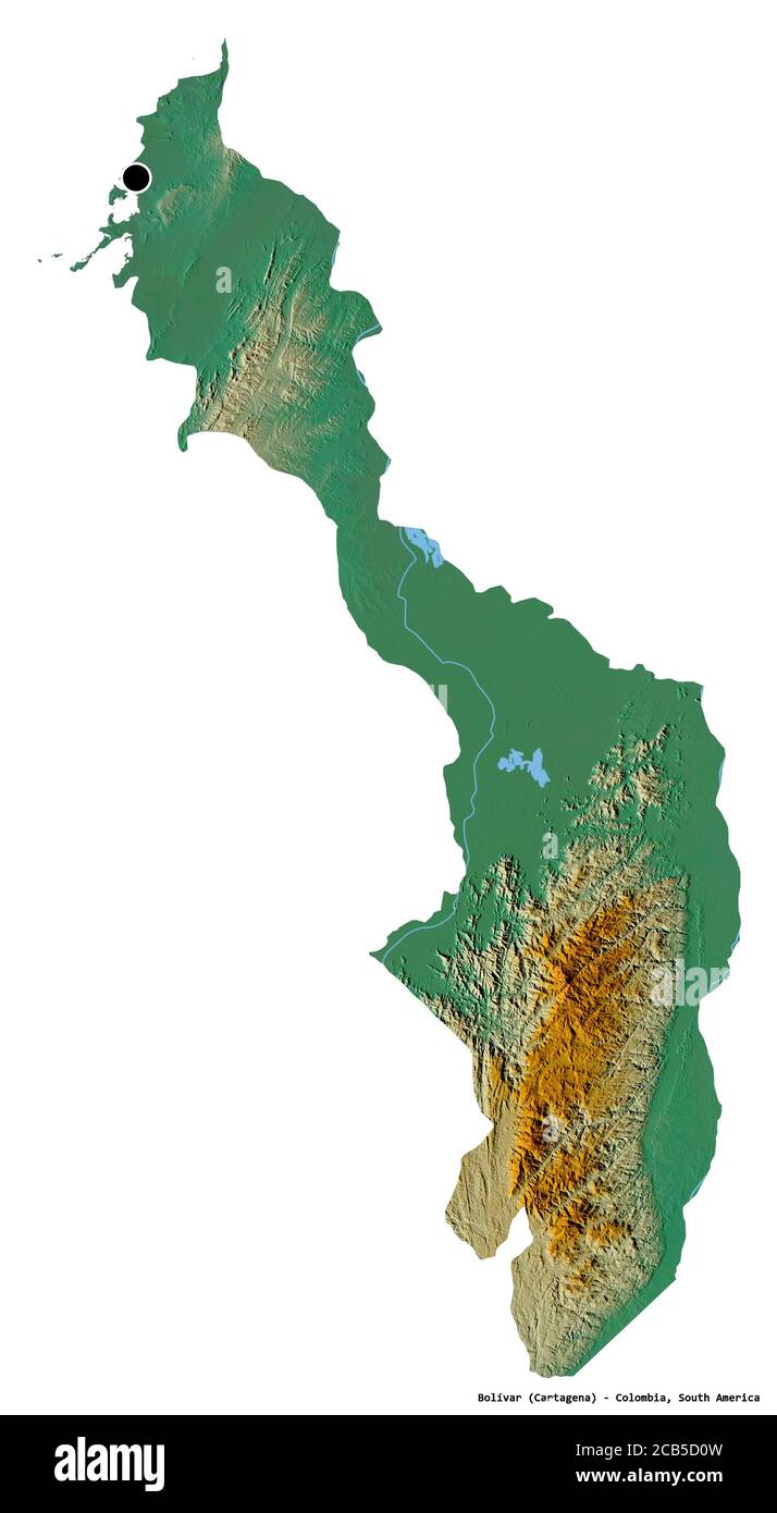 Forma de Bolívar, departamento de Colombia, con su capital aislado