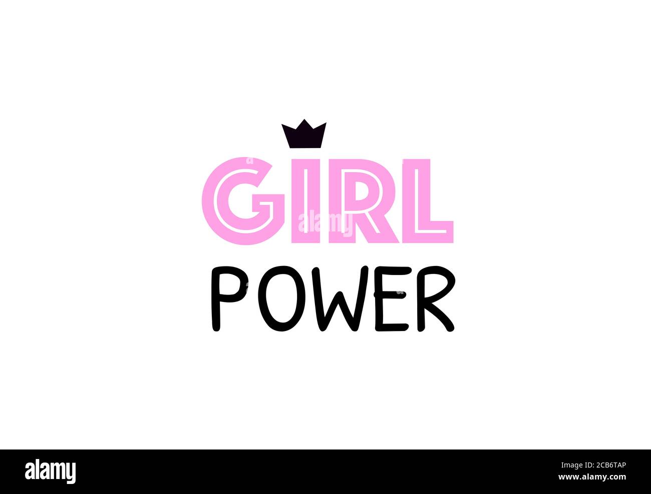 Chica cita de poder. Puño hembra en guante de lucha rosa. Ilustración del Vector