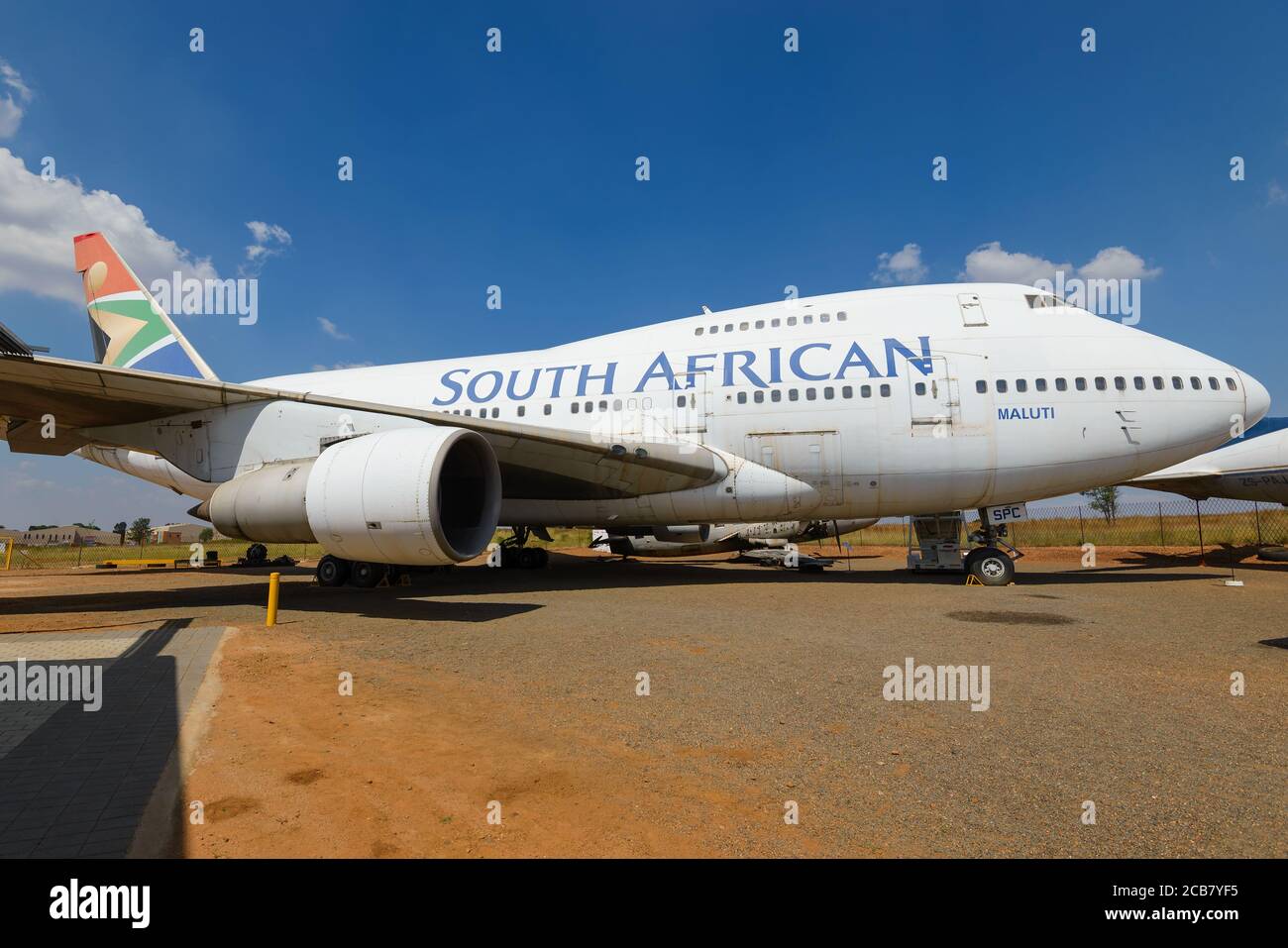 South African Airways Boeing 747SP preservado en la SAA Museum Society en el aeropuerto de Rand, Germiston, Sudáfrica. Avión 747 SP ZS-SPC llamado Maluti. Foto de stock