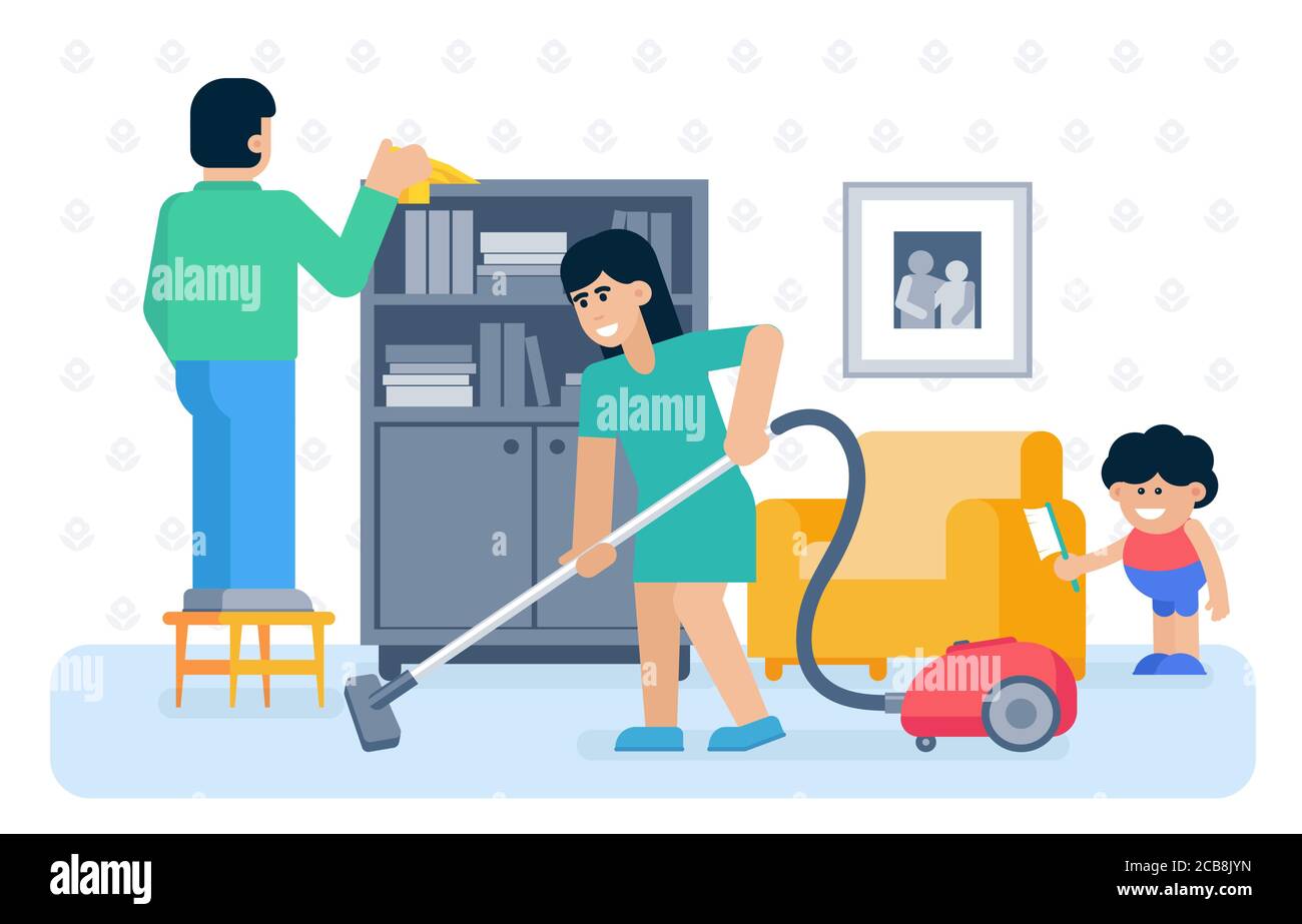 Limpiando la casa la familia Imágenes recortadas de stock - Alamy