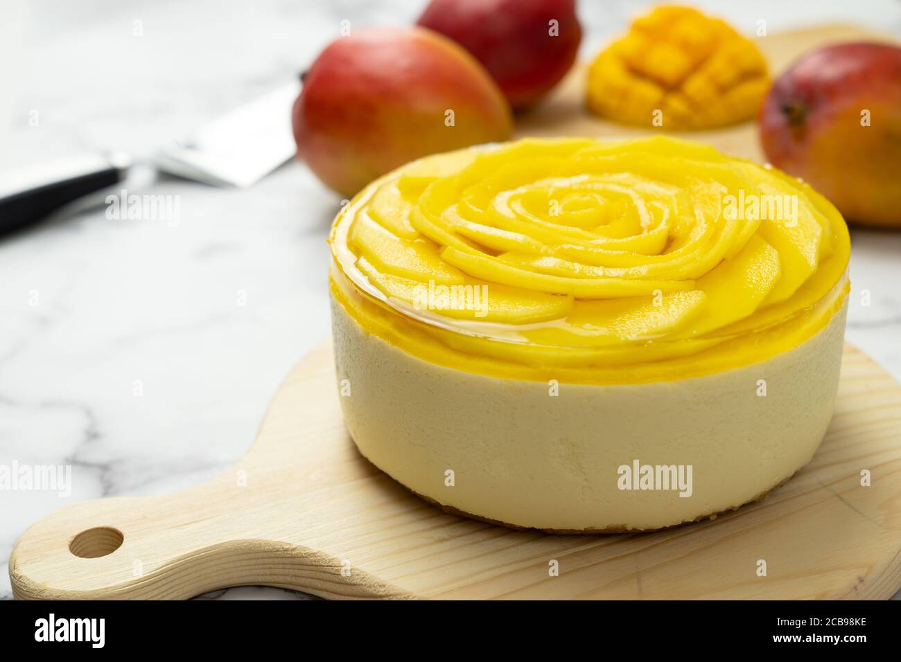 No hay tarta de queso de mango al horno Foto de stock