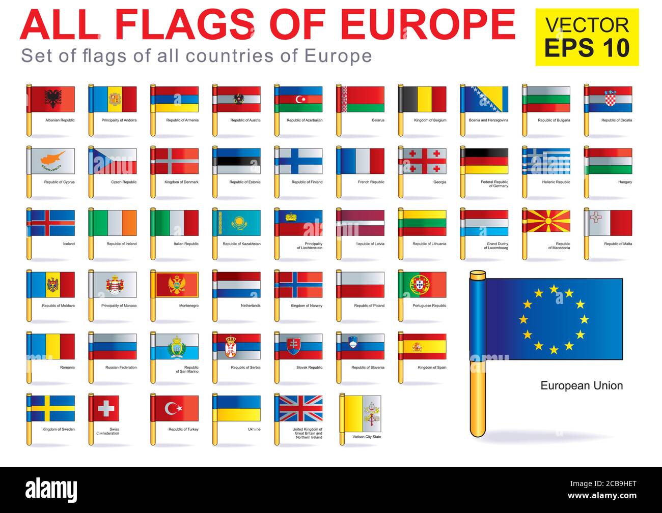Todas las banderas de Europa, colección de vectores completa Imagen Vector  de stock - Alamy