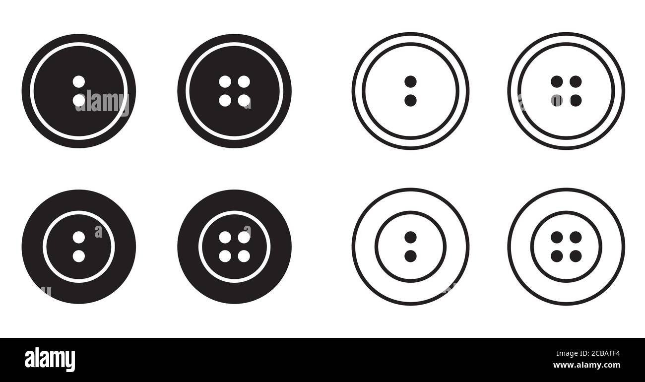 Botón de costura para la ropa iconos conjunto logotipo. Colección de botones  de ropa aislados Vector en contorno y logotipo de estilo relleno Imagen  Vector de stock - Alamy