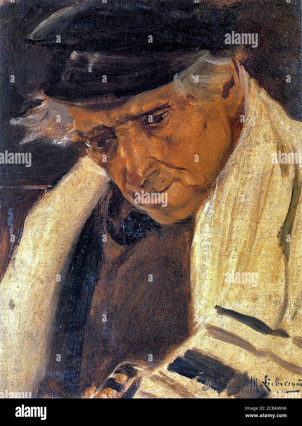 Liebermann Max - judío sefardí con un combate de rezo Izquierda (Estudio) - Escuela Alemana - siglo 19 Foto de stock