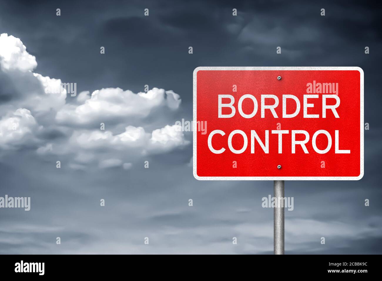 El control de las fronteras - Información de señales de tráfico Foto de stock