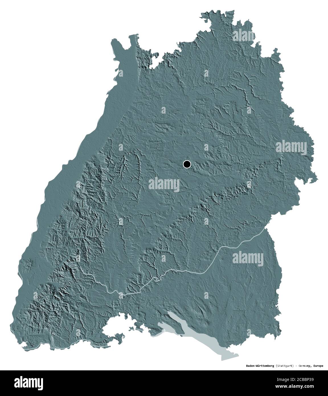 Forma De Baden Wurttemberg Estado De Alemania Con Su Capital Aislada Sobre Fondo Blanco Mapa De Altura En Color Renderizado En 3d Fotografia De Stock Alamy