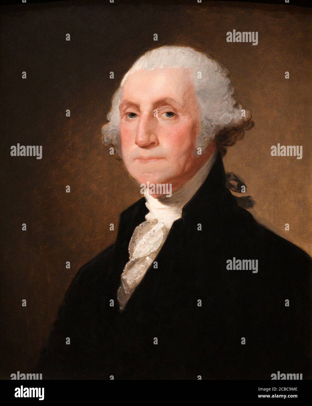 George Washington por Gilbert Stuart, óleo sobre madera,1821 Foto de stock