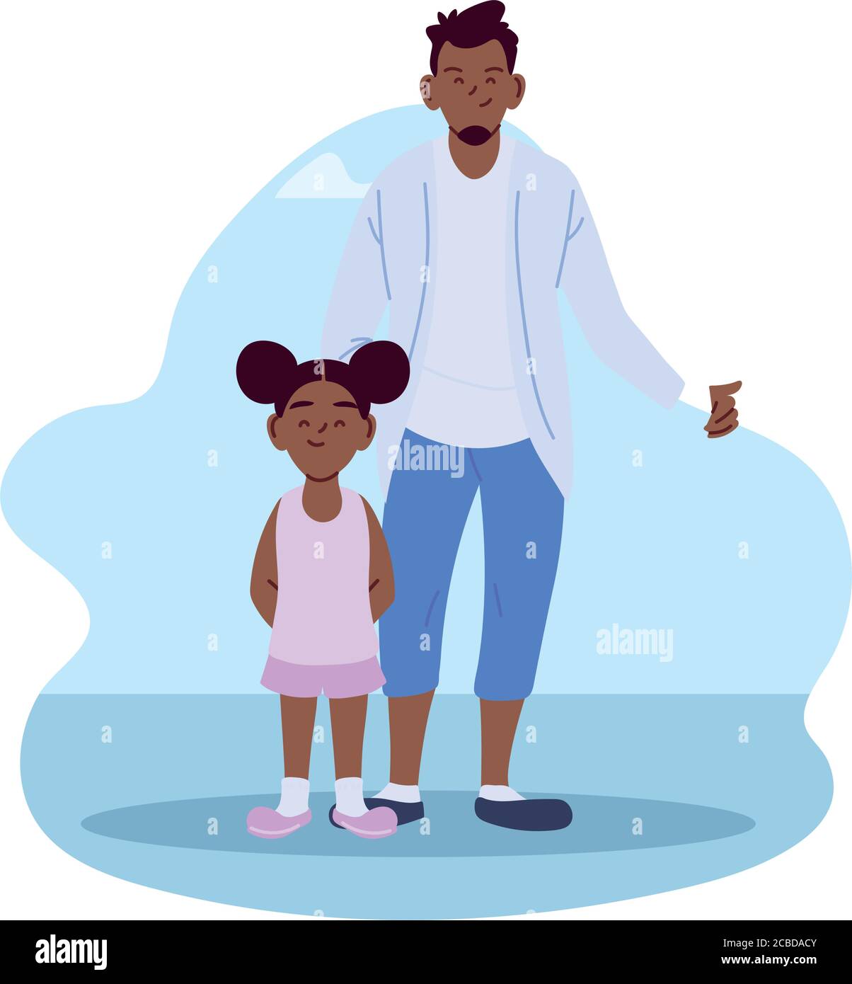 Diseño de dibujos animados de padre e hija negros, relación familiar y tema  de generación ilustración vectorial Imagen Vector de stock - Alamy