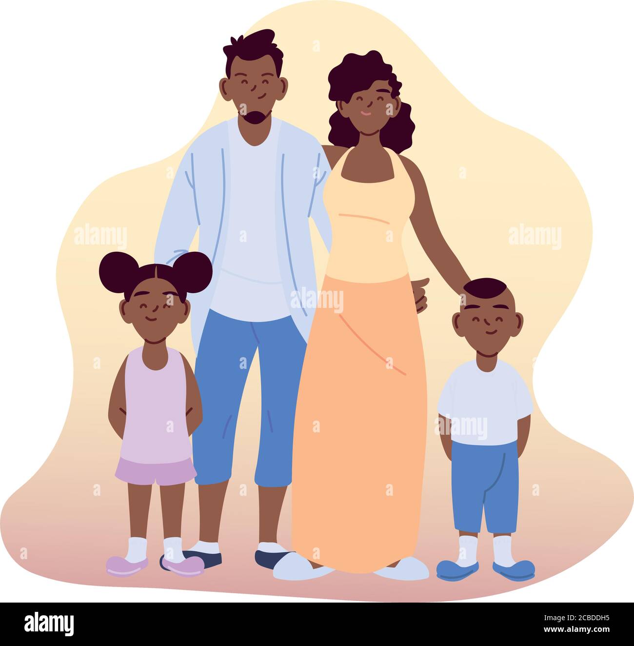 Madre negro padre hija e hijo dibujos animados diseño, relación familiar y  tema de generación ilustración vectorial Imagen Vector de stock - Alamy