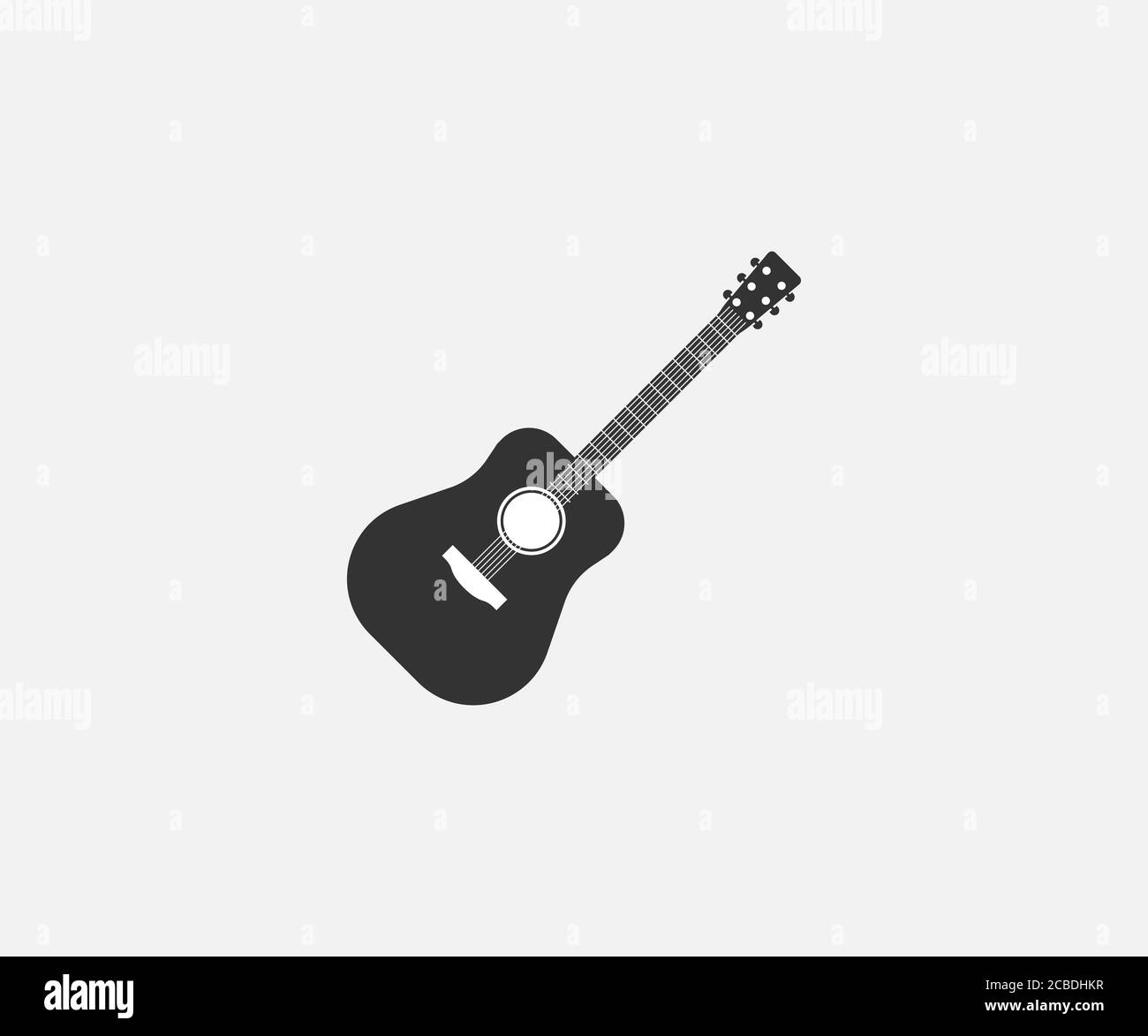 Guitarra, instrumento, icono de música. Ilustración vectorial, diseño plano. Ilustración del Vector