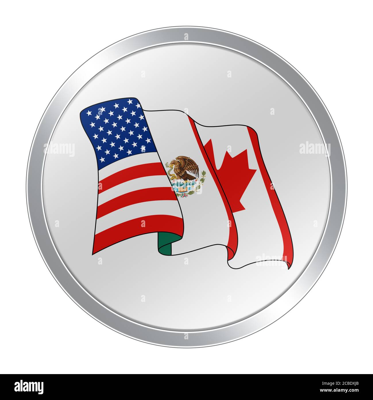Acuerdo de Libre Comercio de América del Norte TLCAN símbolo del logotipo Foto de stock