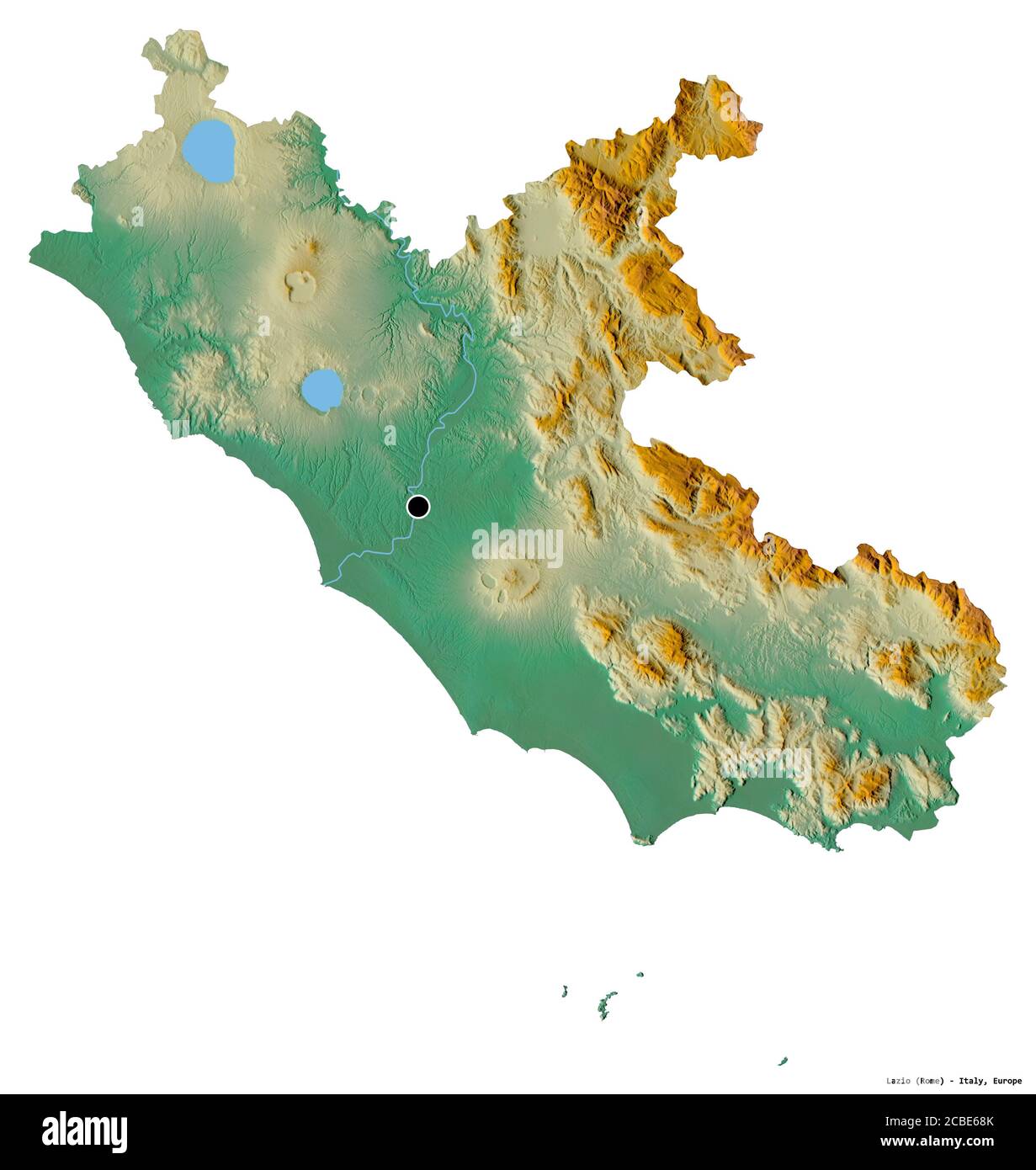 Forma de Lacio, región de Italia, con su capital aislada sobre fondo  blanco. Mapa topográfico de relieve. Renderizado en 3D Fotografía de stock  - Alamy