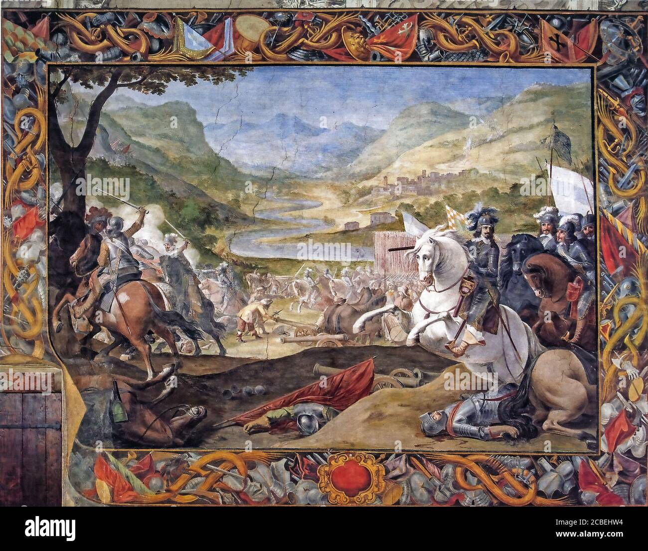 Italia Piamonte Savigliano Palacio Taffini D’Acceglio - Sala de honor - Batalla de Bistagno (1625) Foto de stock