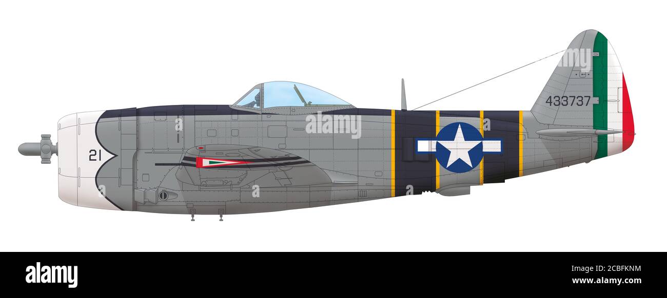 República P-47D-30-RA (44-33737) del escuadrón mexicano 201o de combate, Filipinas, Verano 1945 Foto de stock