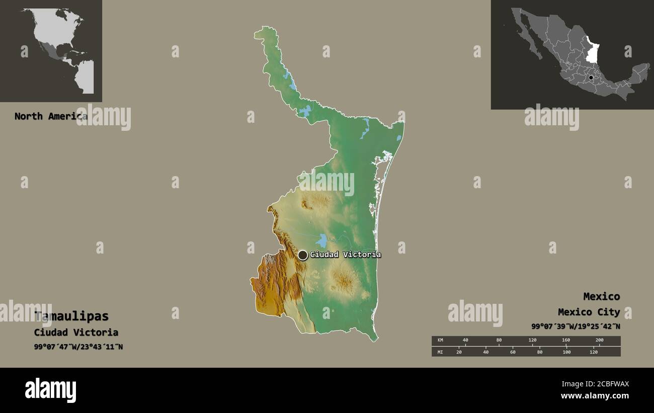 Tamaulipas Map Fotos e Imágenes de