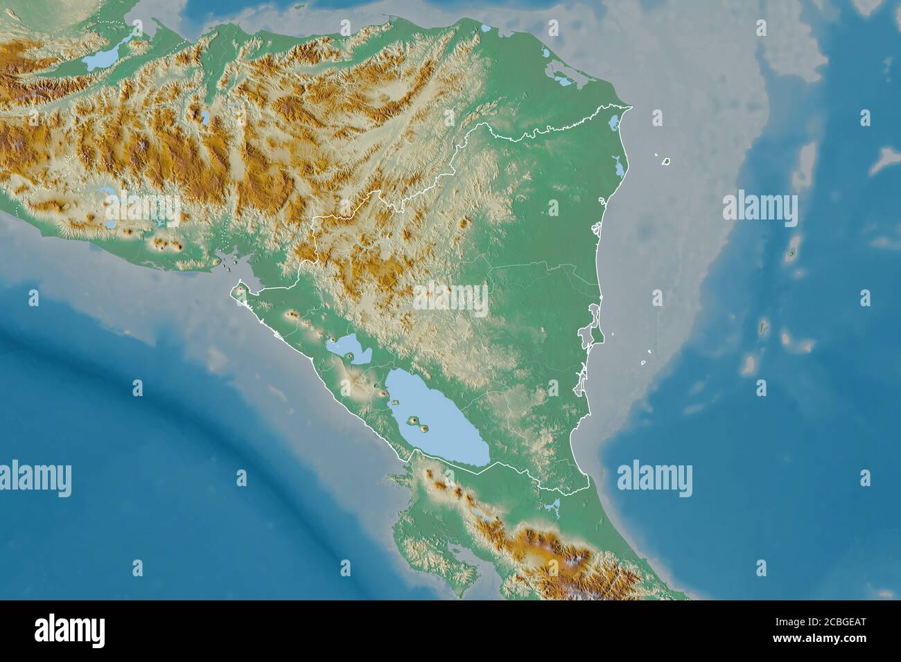 Extensión Del área De Nicaragua Con Fronteras Nacionales