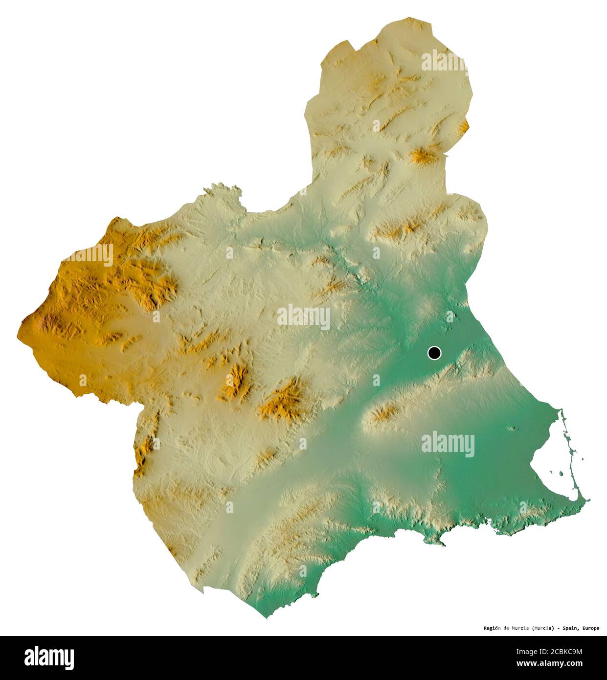 Forma De La Region De Murcia Comunidad Autonoma De Espana Con Su Capital Aislado Sobre Fondo Blanco Mapa Topografico De Relieve Renderizado En 3d Fotografia De Stock Alamy